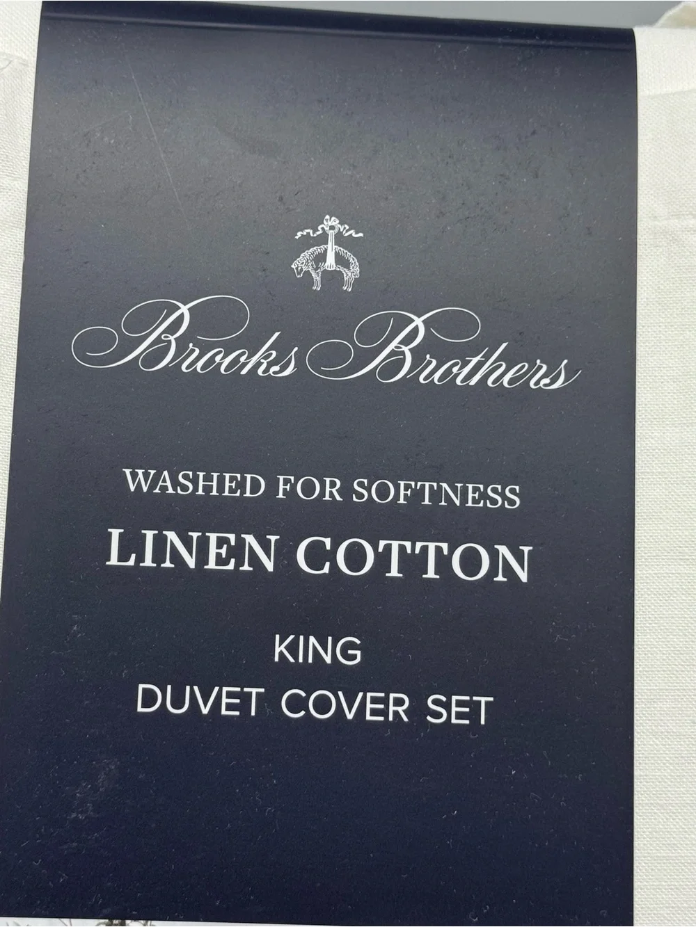 3pc Brooks Brothers White Linen Cotton Blend KING Duvet Sham Set Comfort NEW